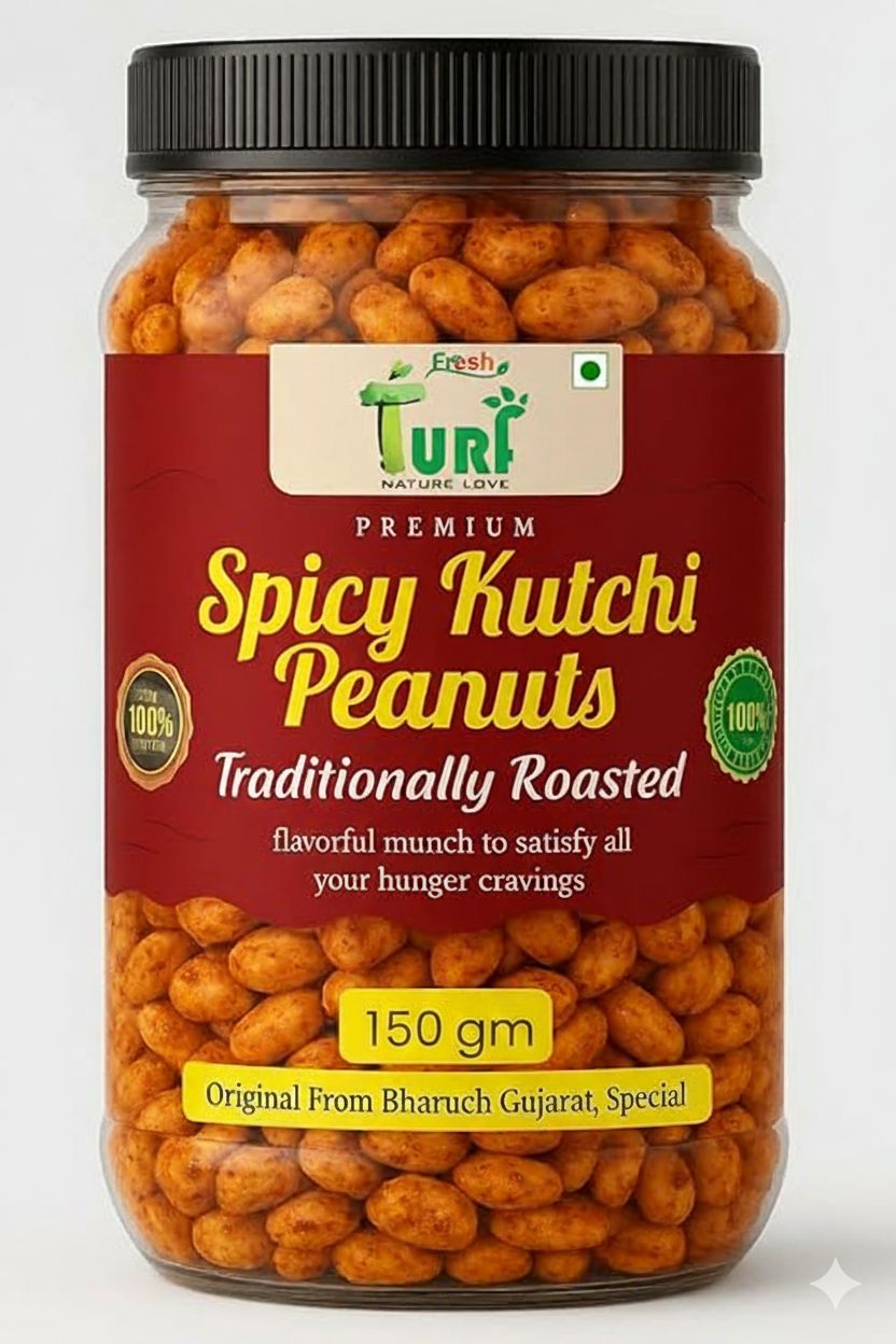 TURF FRESH - Spicy Kutchi Peanuts | Traditional Bharuch Roasted Sing Dana | Crunchy Masala Snack