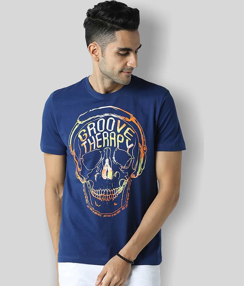 Huetrap Pack of 1 Cotton Regular Fit Men's T-Shirt ( Blue )