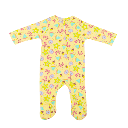 Footed Rompers - Yellow Fruits-6-9 months