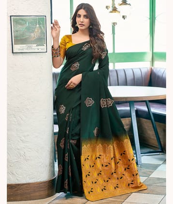 Samah Silk Woven Saree With Unstitched Blouse Piece ( Green )