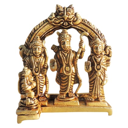Brass Ram Darbar God Idol Statue | Traditional Ram Parivar Murti for Puja, Height : 4.5 Inch (BSMAS1057 X)