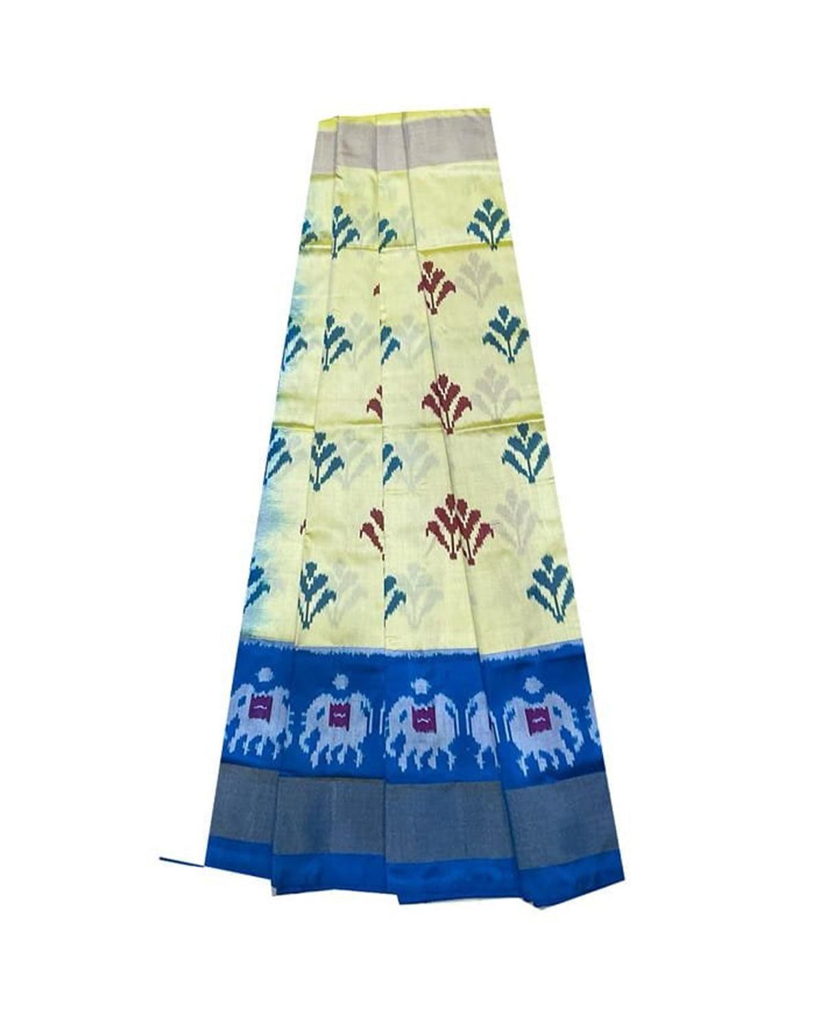 IKKAT MIDDLE SIZE WHITE AND BLUE COLOR LEHENGA