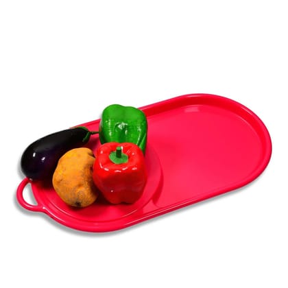 Plastic Kitchen Chopping Board with Tray - Convenient for Food Prep and Storage (Red)