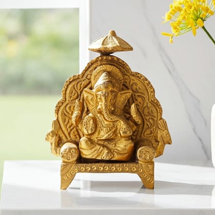 Brass Showpiece Ganesh Ji With Chatri God Idol Statue (BSMAS415)