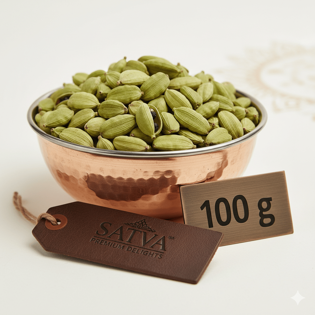 Satva Premium Delights Elaichi 100 g | Fresh Green Cardamom with Strong Aroma
