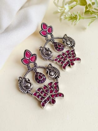 Trendy Oxidised Dangler Earrings for Navratri – Elegant & Stylish | Sarichka-Red