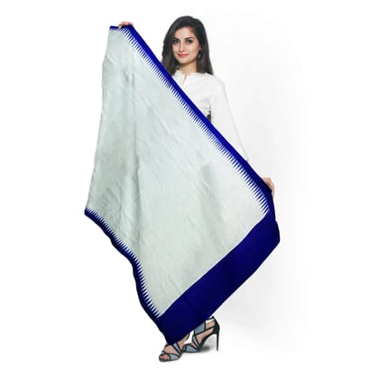 Handwoven White Bapta Silk Dupatta