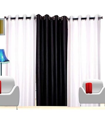 BELLA TRUE Solid SemiTransparent Eyelet Curtain 9 ft ( Pack of 3 )  Black