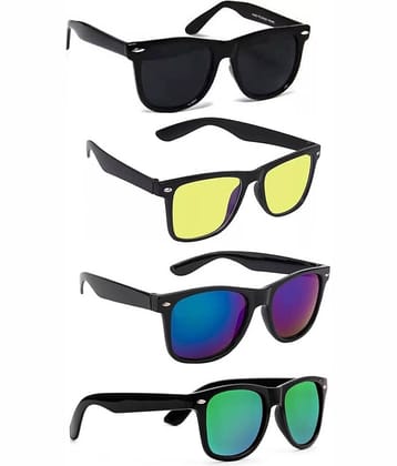 Elligator Black Rectangular Sunglasses ( Pack of 4 )