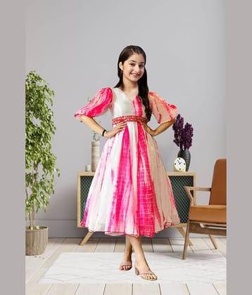 DEARTHANK Georgette Empire Dress For Girls ( Pack of 1 , Pink )