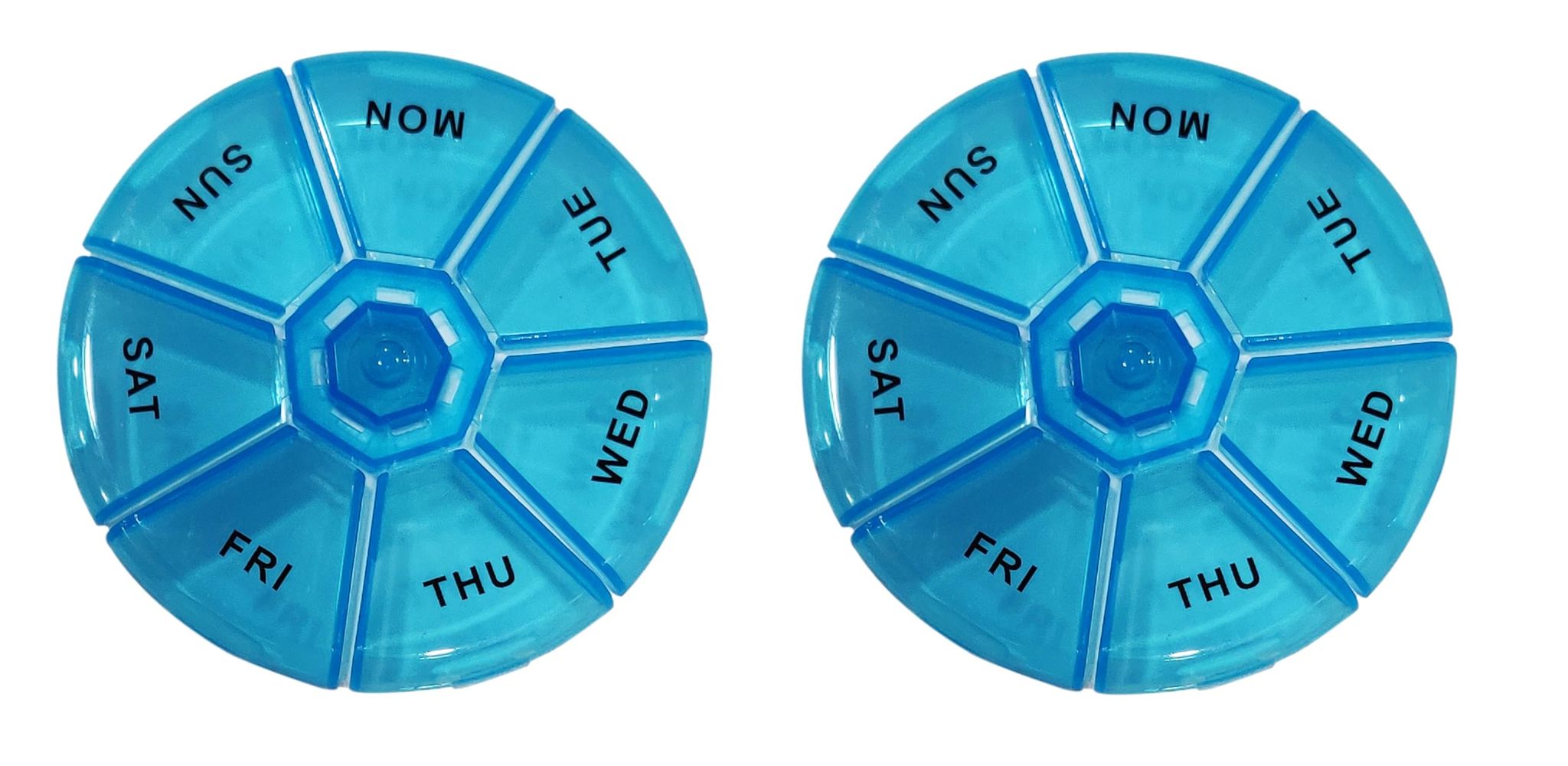 Aktive Life Round Portable Pill Medicine Organiser Reminder Storage Box for 7 Days (Pack of 2)