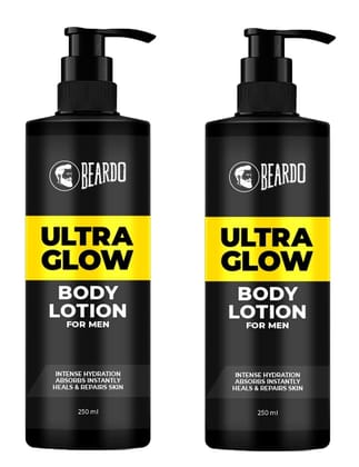 Beardo Ultraglow Body Lotion for Men's Skin | Intense Hydration for Winter | Ultra-light Weight & Instant Absorption| Heals & Repairs Skin | 250ml x 2 Beardo Ultraglow Body Lotion for Men's Skin | Intense Hydration for Winter | Ultra-light Weight & Insta