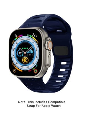 Mars - Magnetic Silicone Apple Watch Strap - Dark Blue 49 MM