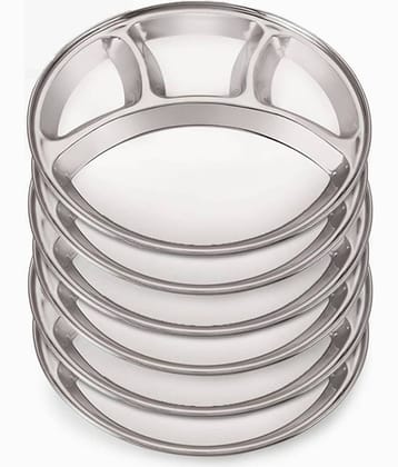 Dynore 6 Pcs Stainless Steel Silver Partition Plate