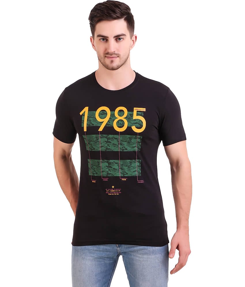 Bravezi Pack of 1 Cotton Blend Slim Fit Men's T-Shirt ( Black )