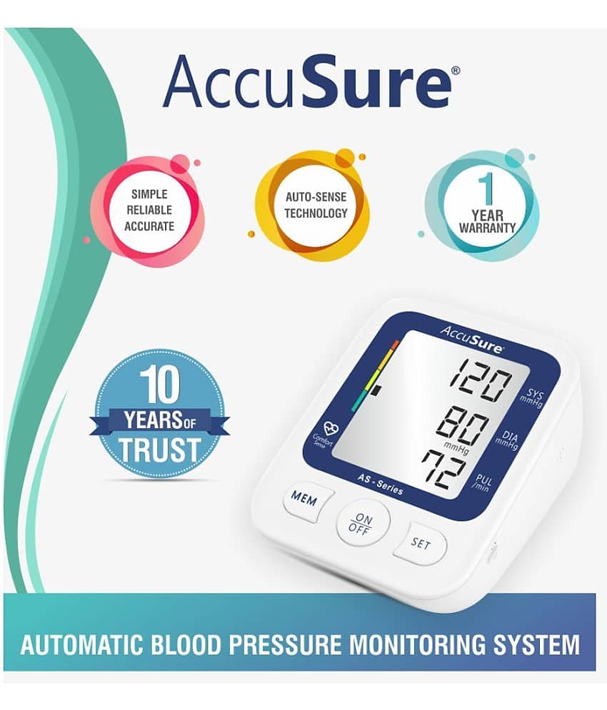 AccuSure AS Series Automatic and Advance Feature Blood Pressure Monitoring System, White