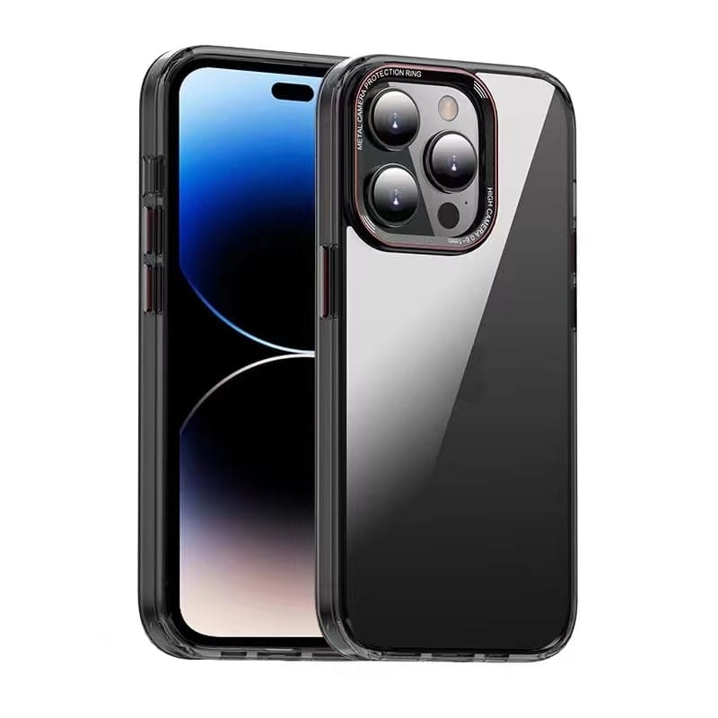 iPhone Series Transparent Acrylic New Design case With Colored Border And Camera Bumper-iPhone 13 / Black