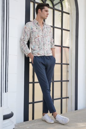 Rachel - Viscose Linen Printed Shirt - Pink-XL-44 / PINK