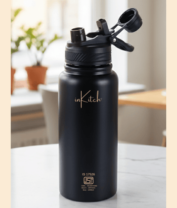 inKitch Hot&Cold WaterBottle Black Steel Flask ( 1000 ml )