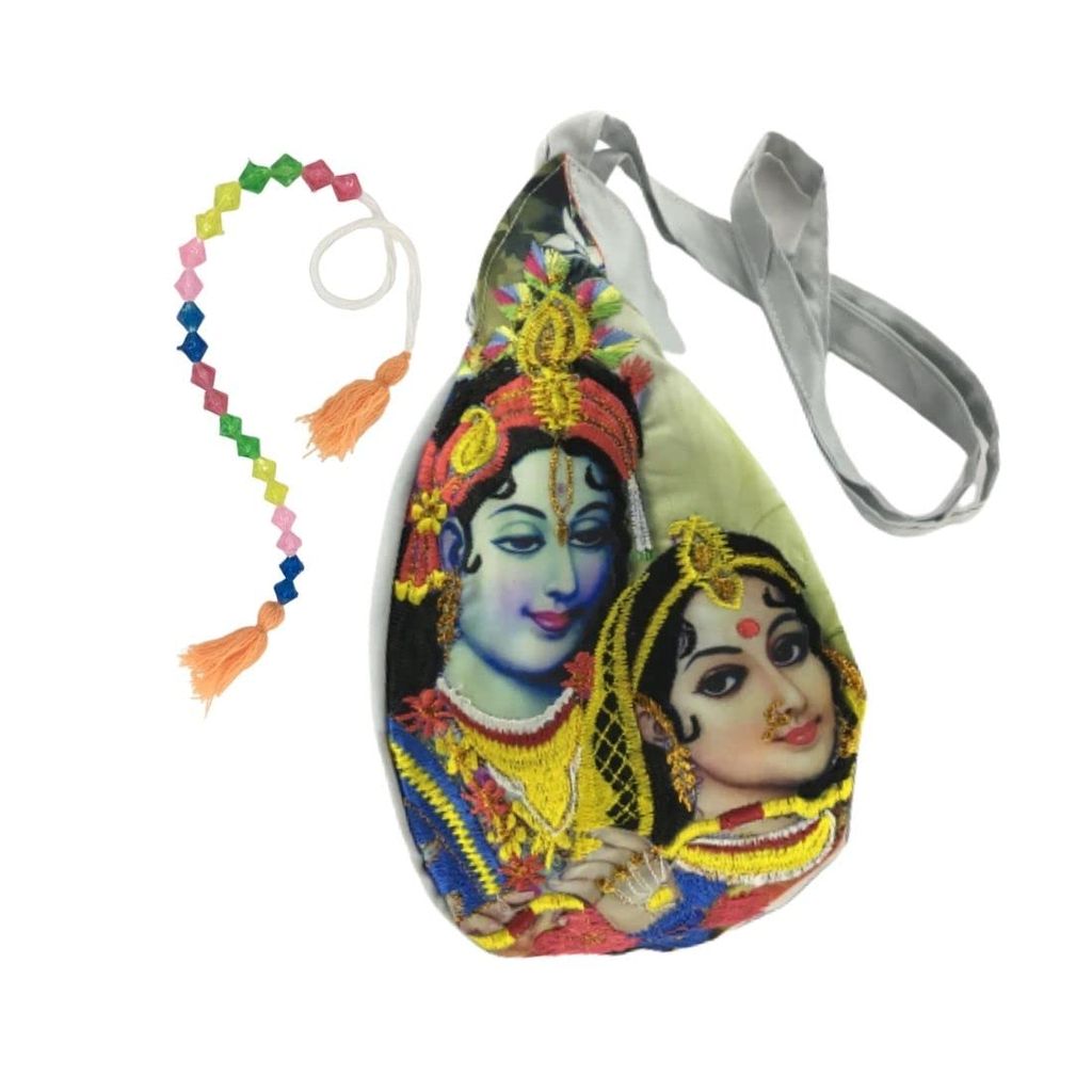 MAYAPURI Radha Krishna Embroidered Chanting Bag/Japa Mala Bag & Sakshi Mala Counter - Pooja Needs | Buy online on ZillyBuy