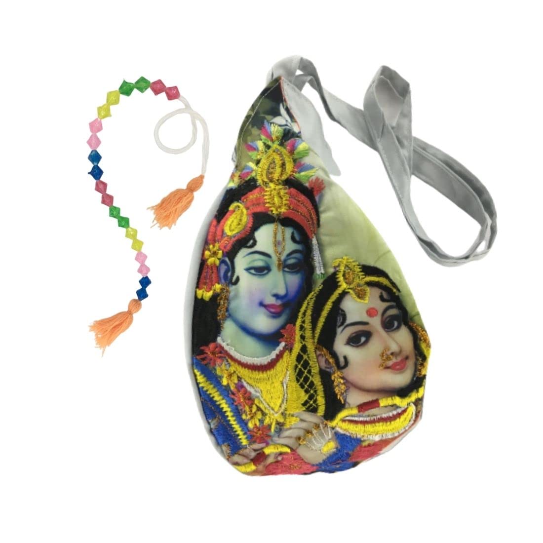 MAYAPURI Radha Krishna Embroidered Chanting Bag/Japa Mala Bag & Sakshi Mala Counter