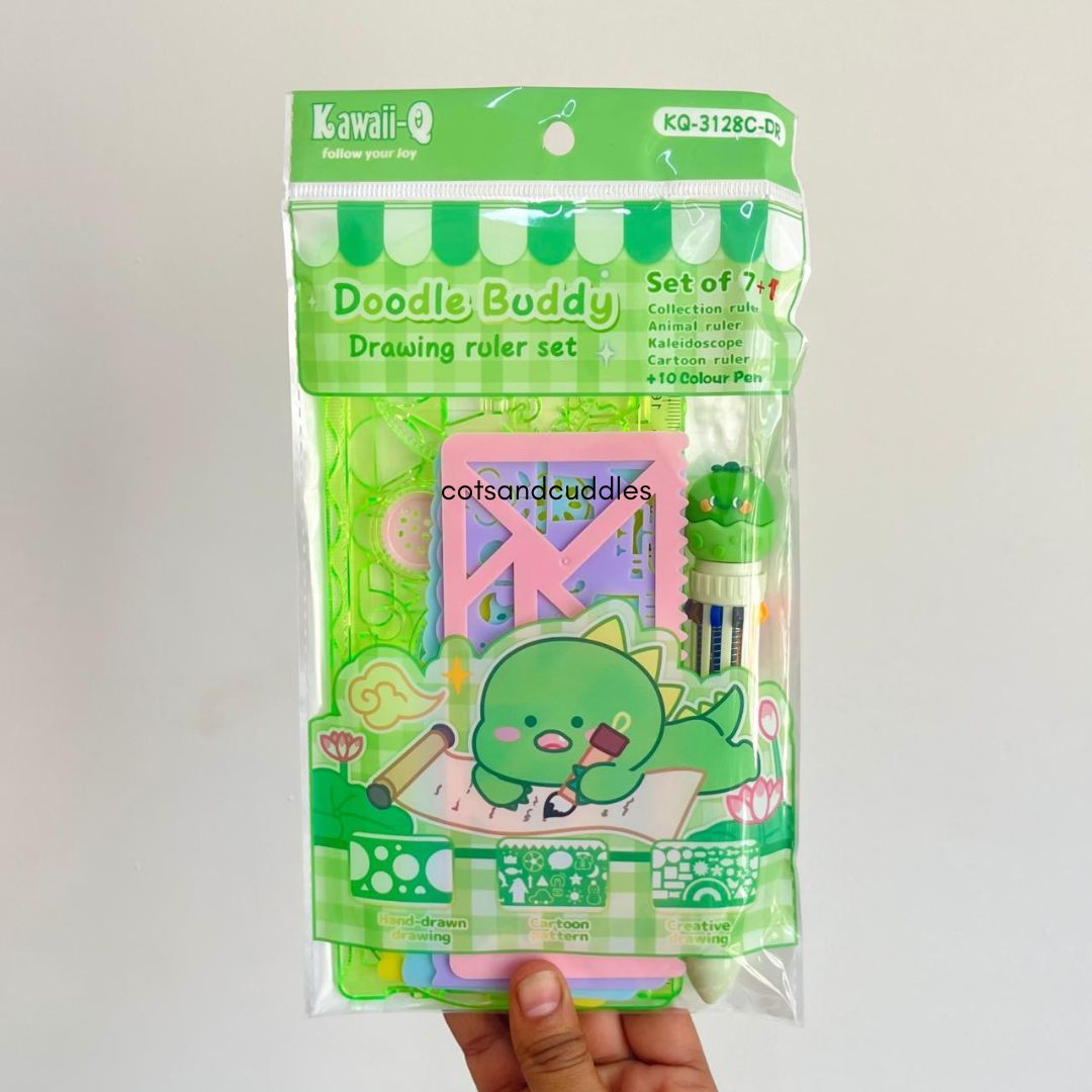Drawing Ruler Set with 10-Color Pen-Dinosaur
