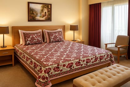 DHRUVINSRI 800, Egyptian Mix Pure Cotton, Hand Block Print, Double King Bed Size Bedsheet Cotton 100 * 108 Inches & 2 Large Pillow Covers,AZO Free, Antiwrikle- Pink Floral DHRUVINSRI 800, Egyptian Mix Pure Cotton, Hand Block Print, Double King Bed Size Bedsheet Cotton 100 * 108 Inches & 2 Large Pillow Covers,AZO Free, Antiwrikle- Pink Floral