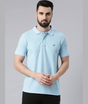 Force NXT Pack of 1 Cotton Regular Fit Solid Half Sleeves Men's Polo T Shirt ( Blue )