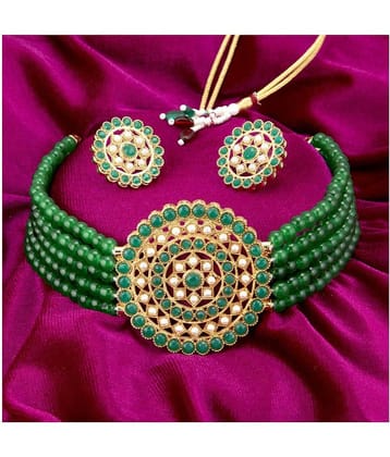 Sukkhi Alloy Green Traditional Necklaces Set Choker