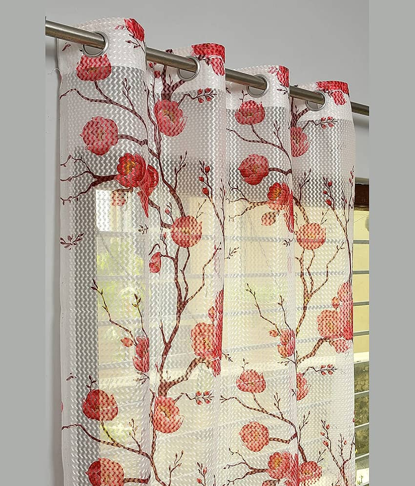 Sai Arpan Floral Printed Transparent Eyelet Curtain 5 ft ( Pack of 1 ) - Multicolor