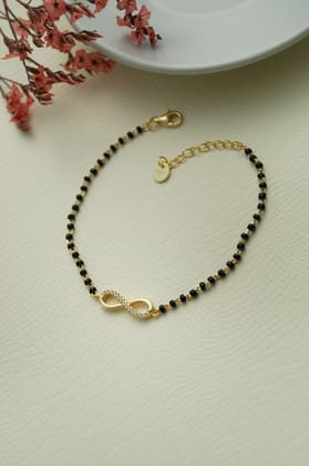 Together Till Infinity Gold Plated Sterling Silver Mangalsutra Bracelet-Gold / 6 inches adjustable upto 7 inches