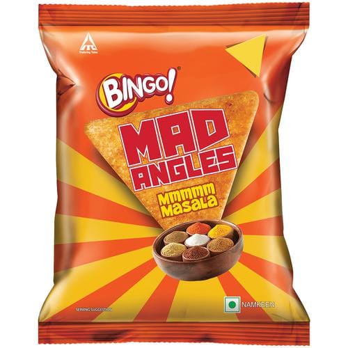 Bingo! Mad Angles Mmmmm Masala - Corn-Based Crunchy Chips, Perfect For Snacking, 30 g Pouch