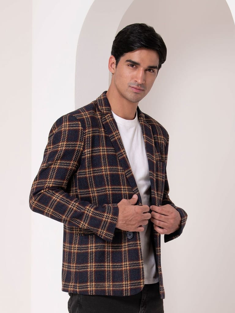 Heritage Navy Plaid Blazer