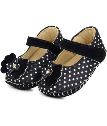 Neska Moda 6 To 12 Months Baby Girls Synthetic Leather Party Wear Polka Dot Baby Sandal Booties (Black )