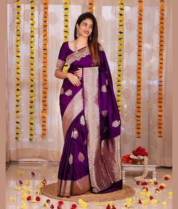 fab woven Art Silk Woven Kanjeevaram Sarees With Unstitched Blouse Piece ( Wine )