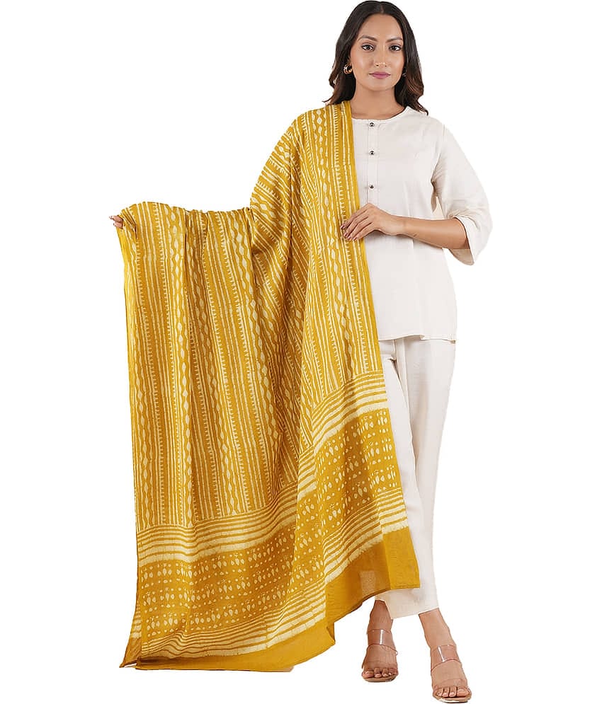 STYLE SHOES Cotton Women Dupatta ( Mustard , Pack of 1 )