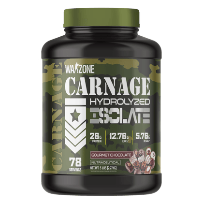 Warzone Nutrition I Carnage I Hydrolyzed Isolate I 26 GM Protein I 12.76 GM EAA's I 5.76 GM BCAA's I 78 Servings I Nutraceutical I Gourmet Chocolate I 5 LBS (2.27 KG)