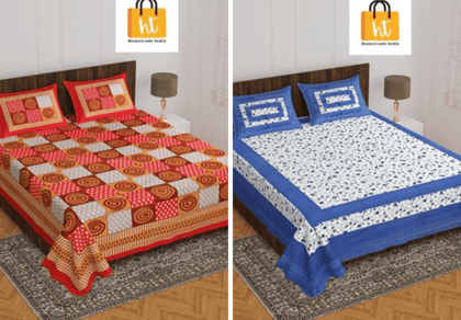 2201-Hometrade India- Standard Double Size (90*100 in )-Combo Double Bedsheet
