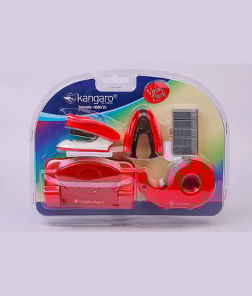 Kangaro Desk Essentials TRENDY-10M/Z5 Gift Pack | Stationery Gift Set for Office, Diwali, Weddings, Birthday, Holiday Presents, Celebrations| Red, Pack of 1