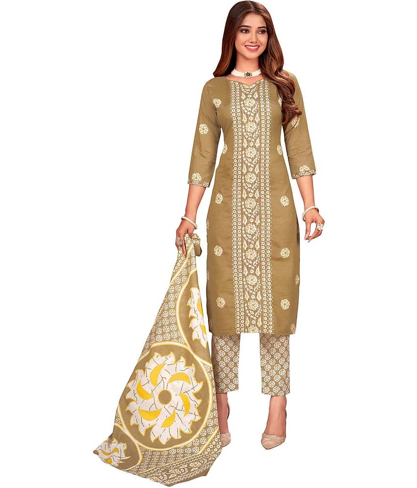 Rajnandini Unstitched Cotton Blend Embroidered Dress Material - Multicolor 5 ( Pack of 1 )
