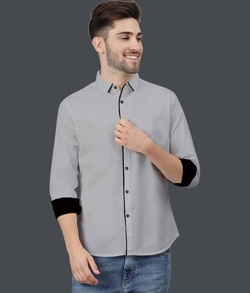VTEXX Cotton Blend Regular Fit Solids Full Sleeves Men's Casual Shirt - Grey ( Pack of 1 )
