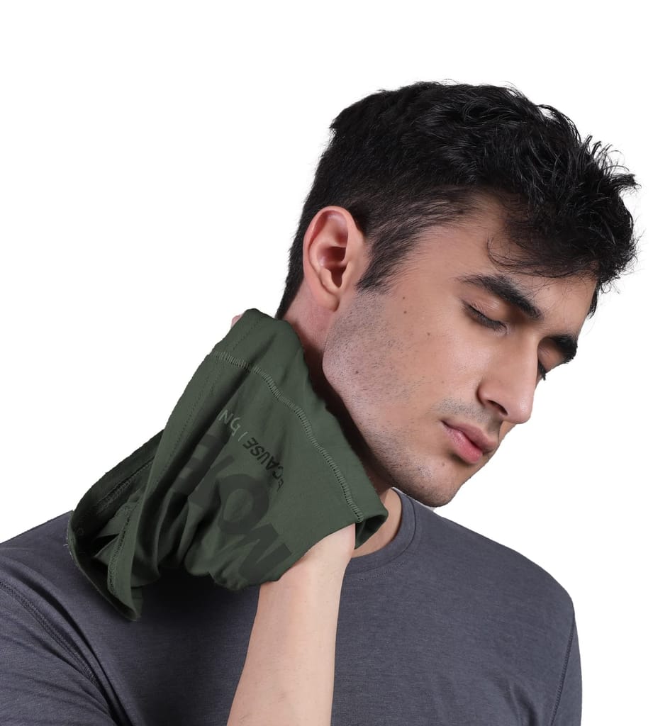 FREECULTR Unisex Bamboo Bandana, Anti Microbial Super Soft & Comfort Fit, Breathable Multipurpose Headband, Face Mask for Dust Protection and Sun - Printed Pack of 2-Black Forest Green,White