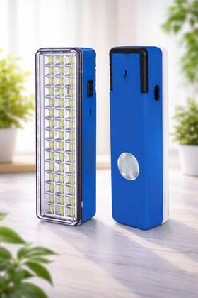 SPARKWORLD Portable Rechargeable Emergency LED Light Lamp 56-LED Panel & COB Torch | Dual-Mode Backup Light (Blue)