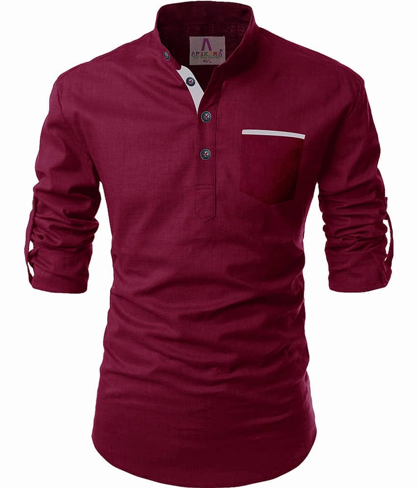 Apektra Grey Cotton Men's Shirt Style Kurta ( Pack of 1 )