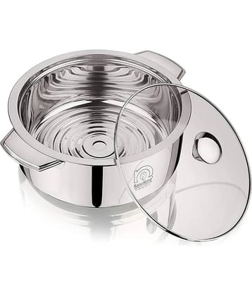 Nanonine Chapati Server Deep Chapati Pot Insulated Stainless Steel Serve Fresh Roti Pot With Steel Coaster And Glass Lid, 1.5 L, 1 Pc