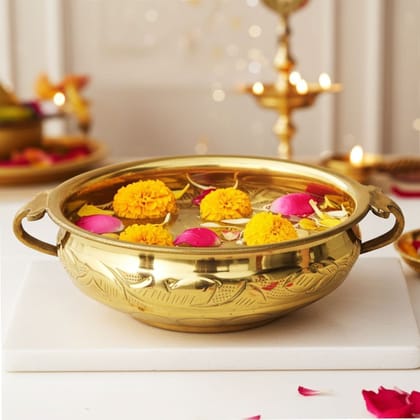 Brass Decorative Urli � Traditional Home Decoration, Diameter : 8 Inch (FMAS574 B)