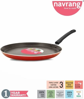Navrang Non Stick Aluminium Dosa Tawa Induction Friendly  275mm,Red