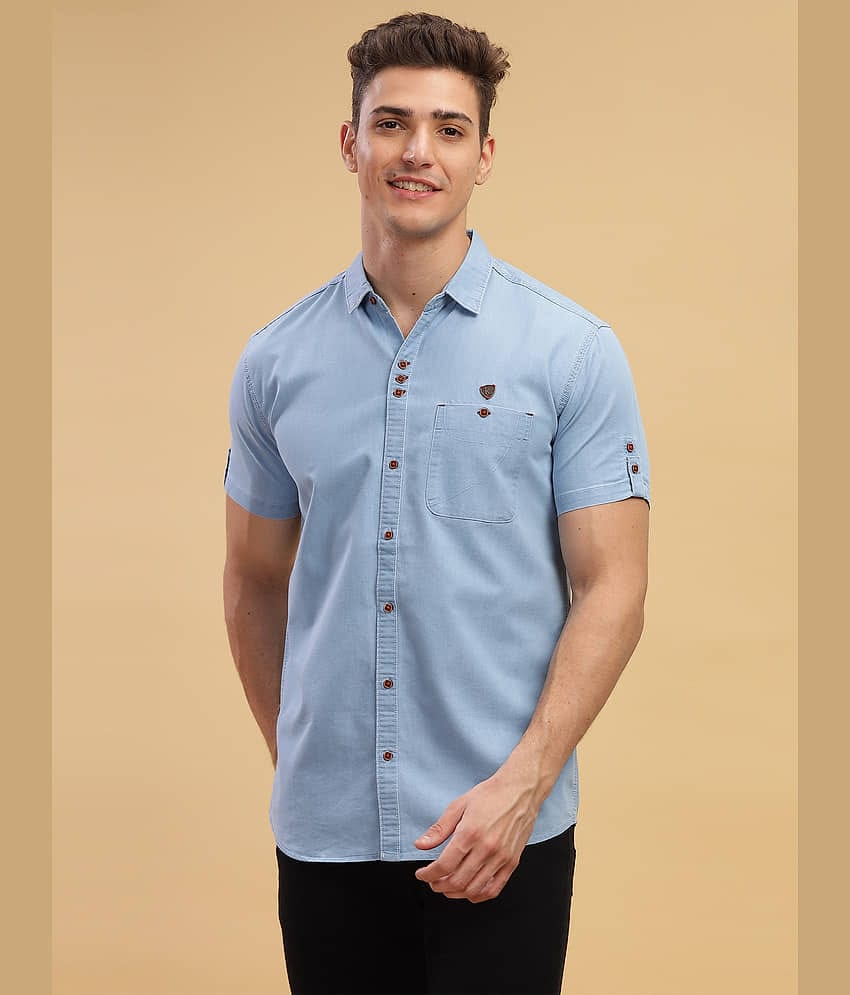 Kuons Avenue Denim Regular Fit Solids Half Sleeves Men's Casual Shirt - Blue ( Pack of 1 )