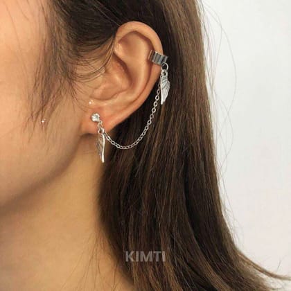 Fancy Wing Ear Chain Earrings