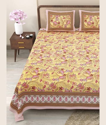 CLOTHORO Cotton 1 Double King Bedsheet with 2 Pillow Covers ( Brown )
